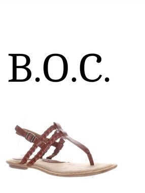 Braided Brown Leather T-Strap Women's Sandals New 8